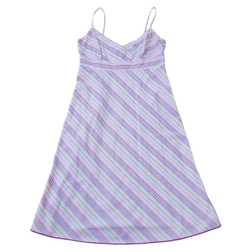 Size 8 Y2K Sun Dress Pastel Striped Cotton J. Crew Sleeveless Vneck Vintage - Picture 9 of 9